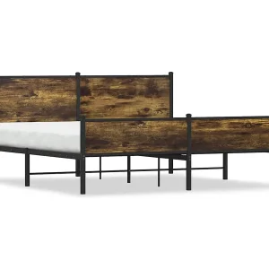 Bedframe zonder matras metaal gerookt eikenkleurig 183×213 cm Bedframe zonder matras metaal gerookt eikenkleurig 183×213 cm