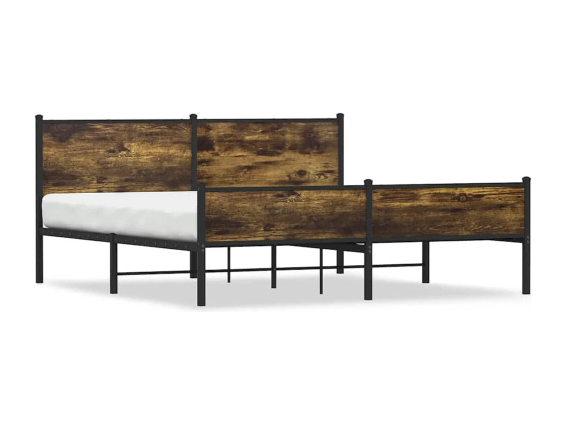 Bedframe zonder matras metaal gerookt eikenkleurig 183x213 cm