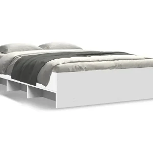 Bedframe massief hout wit 140×190 cm