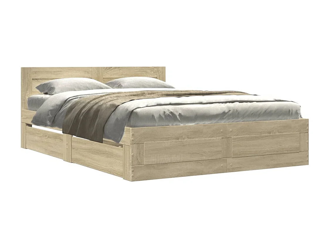 Bedframe met hoofdeinde bewerkt hout sonoma eiken 140x200 cm