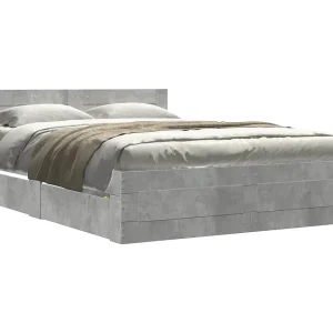 Bedframe met hoofdeinde bewerkt hout betongrijs 120×200 cm Bedframe met hoofdeinde bewerkt hout betongrijs 120×200 cm