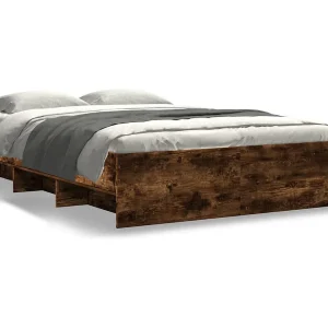 Bedframe zonder matras hout gerookt eikenkleurig 140×200 cm Bedframe zonder matras hout gerookt eikenkleurig 140×200 cm