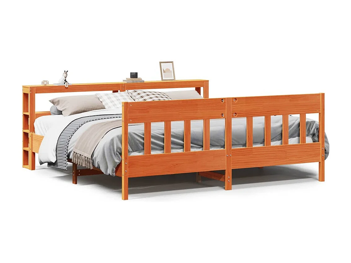 Bedframe zonder matras massief grenenhout wasbruin 200x200 cm