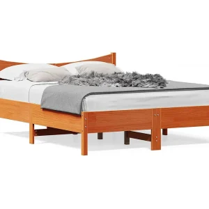 Bed met matras massief grenenhout wasbruin 140×190 cm Bed met matras massief grenenhout wasbruin 140×190 cm