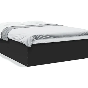 Bedframe bewerkt hout zwart 160×200 cm Bedframe bewerkt hout zwart 160×200 cm