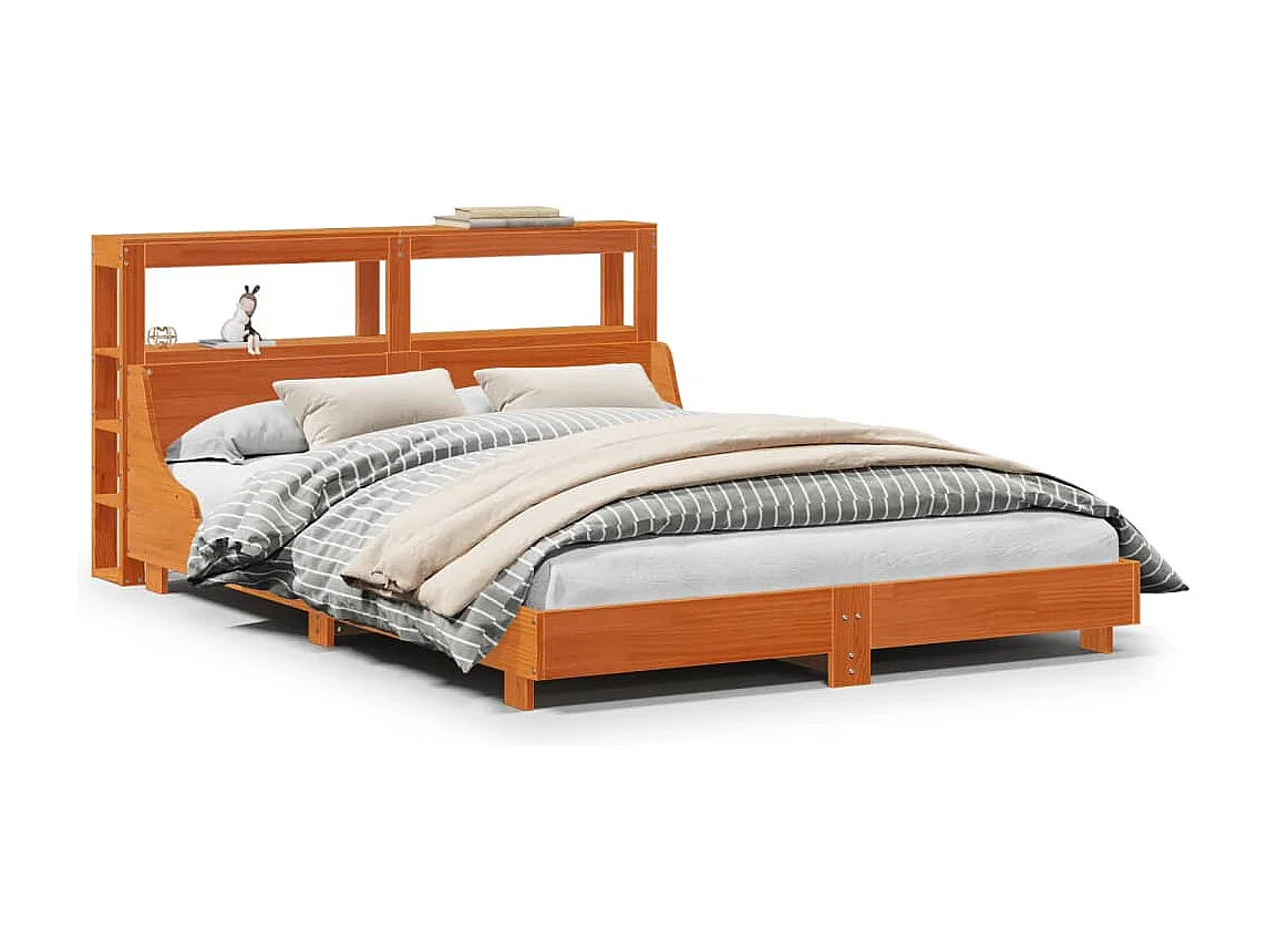 Bedframe zonder matras massief grenenhout wasbruin 140x200 cm