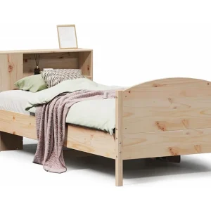 Bed met boekenkast zonder matras massief grenenhout 75×190 cm