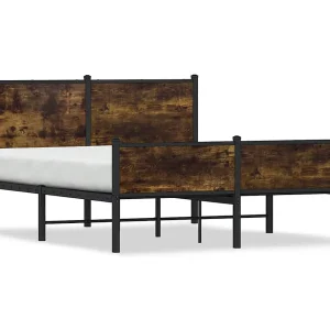 Bedframe zonder matras metaal gerookt eikenkleurig 140×200 cm