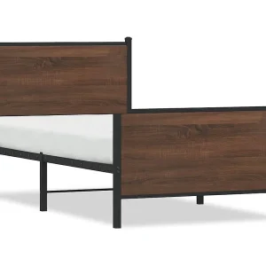 Bedframe zonder matras metaal bruin eikenkleurig 80×200 cm Bedframe zonder matras metaal bruin eikenkleurig 80×200 cm