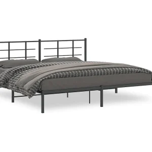 Bedframe met hoofdbord metaal zwart 193×203 cm Bedframe met hoofdbord metaal zwart 193×203 cm