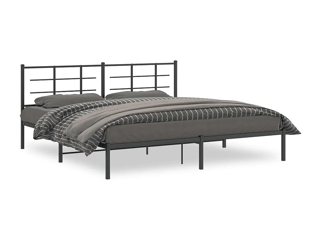 Bedframe met hoofdbord metaal zwart 193x203 cm