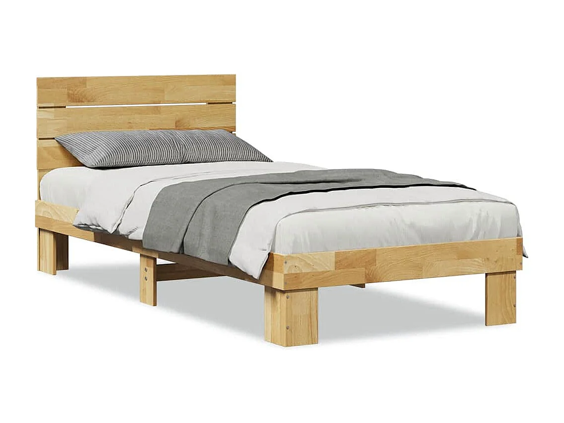 Bedframe hoofdeinde zonder matras 75x190 cm massief hout eiken
