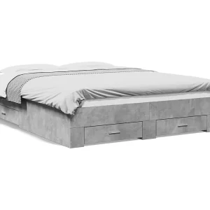 Bedframe met lades bewerkt hout betongrijs 140×200 cm Bedframe met lades bewerkt hout betongrijs 140×200 cm