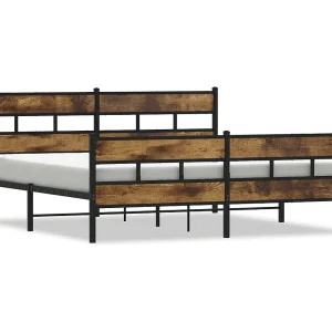 Bedframe zonder matras metaal gerookt eikenkleurig 183×213 cm Bedframe zonder matras metaal gerookt eikenkleurig 183×213 cm