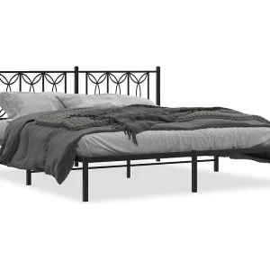 Bedframe met hoofdbord metaal zwart 180×200 cm Bedframe met hoofdbord metaal zwart 180×200 cm
