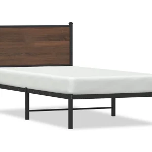 Bedframe zonder matras metaal bruin eikenkleurig 75×190 cm Bedframe zonder matras metaal bruin eikenkleurig 75×190 cm
