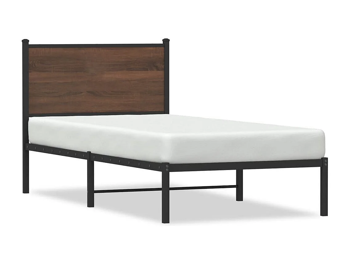 Bedframe zonder matras metaal bruin eikenkleurig 75x190 cm