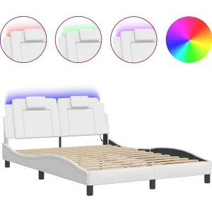 Bedframe "Viana" met LED zonder matras wit 140×190 cm Bedframe "Viana" met LED zonder matras wit 140×190 cm