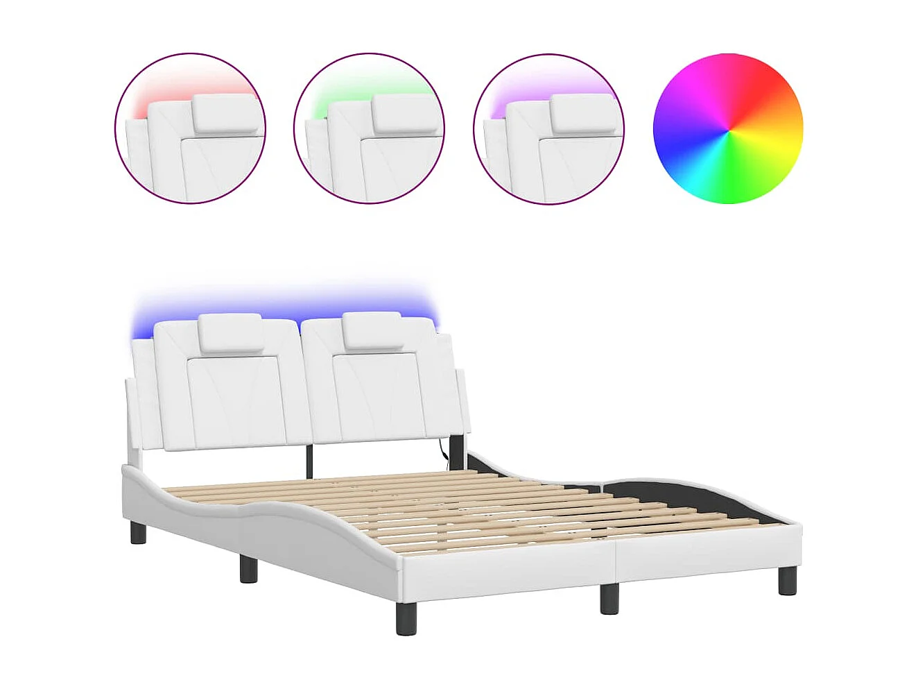 Bedframe "Viana" met LED zonder matras wit 140x190 cm