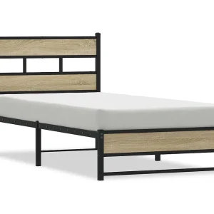 Bedframe zonder matras metaal sonoma eikenkleurig 100×200 cm