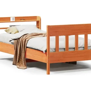 Bedframe zonder matras massief grenenhout wasbruin 100×200 cm Bedframe zonder matras massief grenenhout wasbruin 100×200 cm