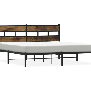 Bedframe zonder matras metaal gerookt eikenkleurig 183×213 cm Bedframe zonder matras metaal gerookt eikenkleurig 183×213 cm