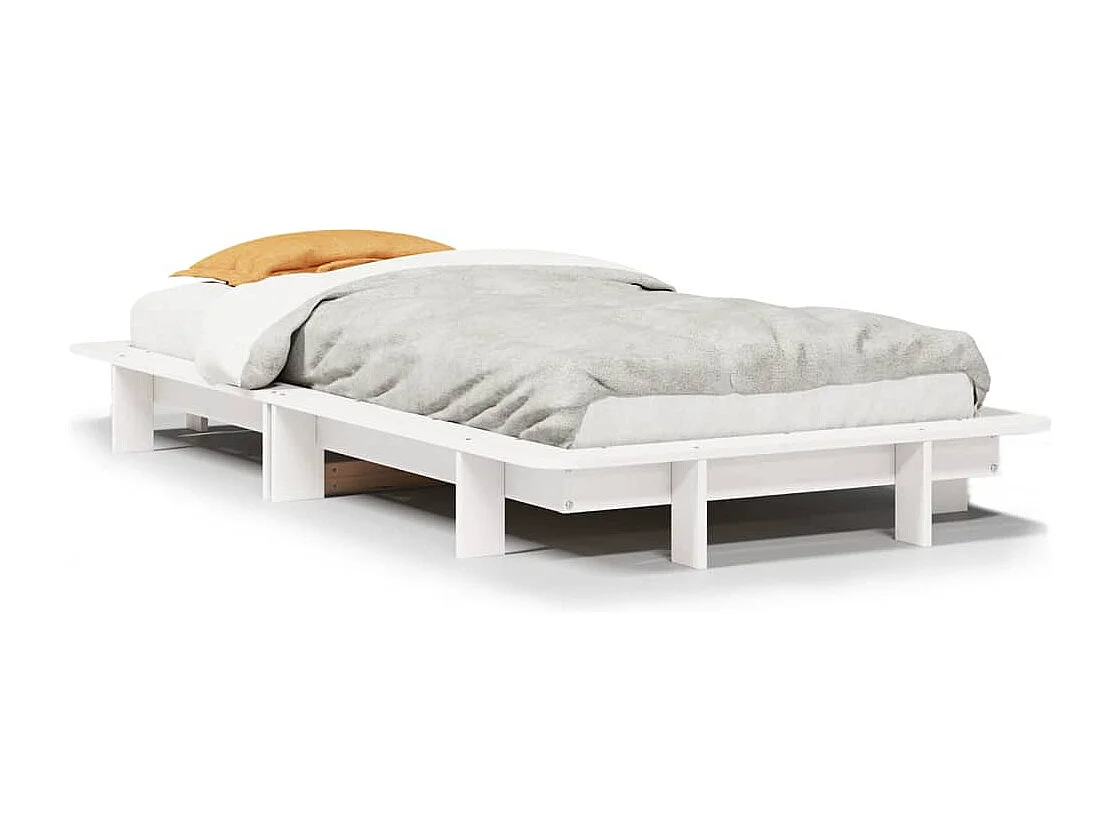 Bedframe zonder matras massief grenenhout wit 75x190 cm