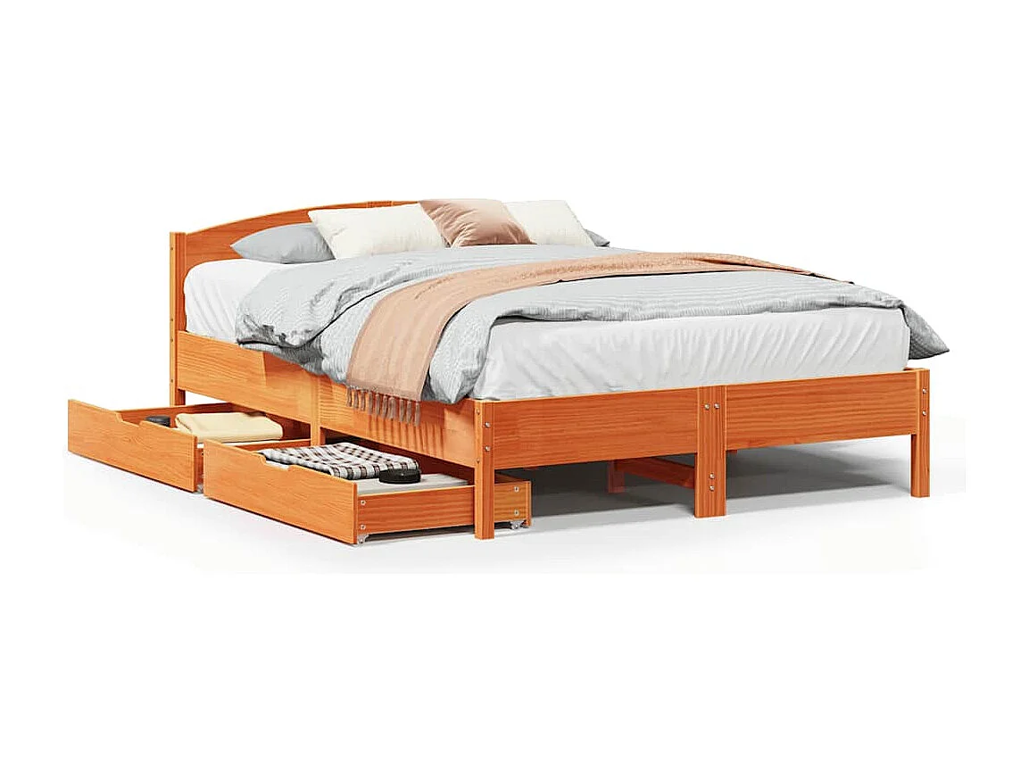 Bedframe zonder matras massief grenenhout wasbruin 150x200 cm
