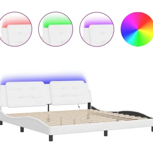 Bedframe met LED zonder matras "Zadar" wit 200×200 cm Bedframe met LED zonder matras "Zadar" wit 200×200 cm