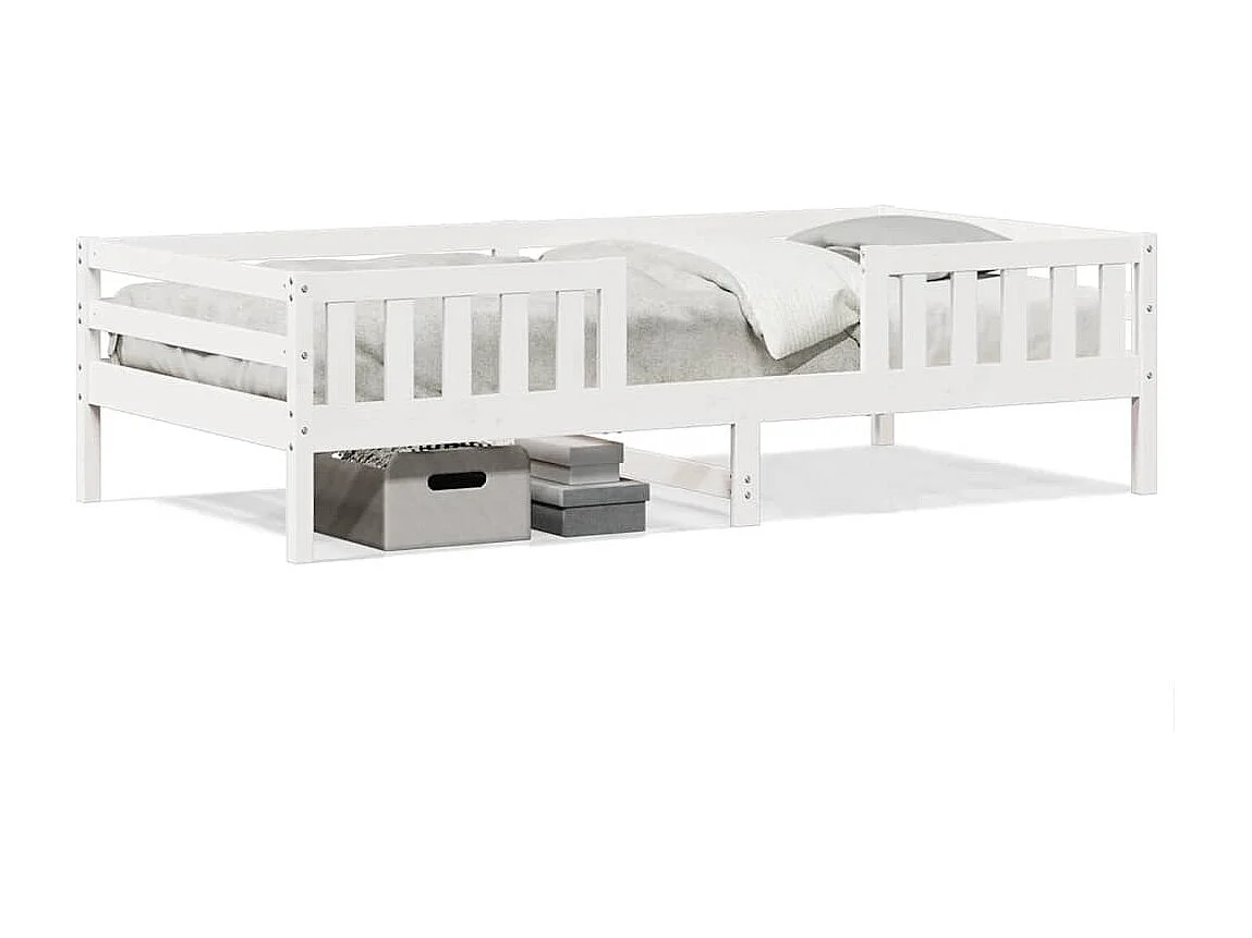 Bedframe zonder matras massief grenenhout wit 90x190 cm