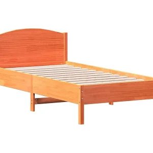 Bedframe zonder matras massief grenenhout wasbruin 75×190 cm Bedframe zonder matras massief grenenhout wasbruin 75×190 cm