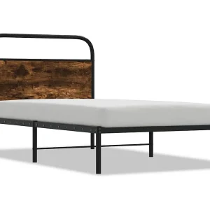 Bedframe zonder matras bewerkt hout gerookt eiken 100×200 cm Bedframe zonder matras bewerkt hout gerookt eiken 100×200 cm