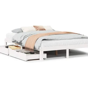 Bedframe met lades massief grenenhout wit 140×200 cm Bedframe met lades massief grenenhout wit 140×200 cm