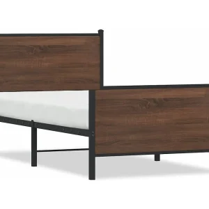 Bedframe zonder matras metaal bruin eikenkleurig 90×200 cm Bedframe zonder matras metaal bruin eikenkleurig 90×200 cm