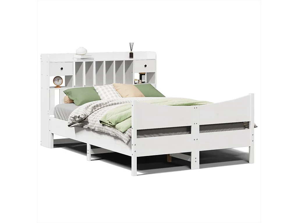 Bedframe zonder matras massief grenenhout wit 140x200 cm