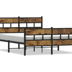 Bedframe zonder matras metaal gerookt eikenkleurig 135×190 cm Bedframe zonder matras metaal gerookt eikenkleurig 135×190 cm