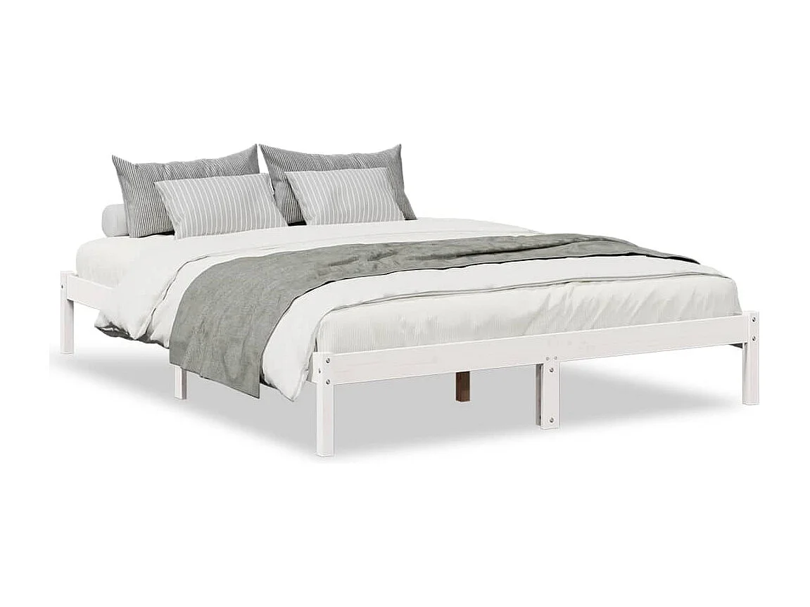 Bedframe extra lang zonder matras grenenhout wit 140x220 cm