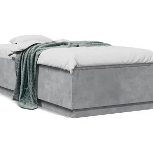 Bedframe bewerkt hout betongrijs 75×190 cm