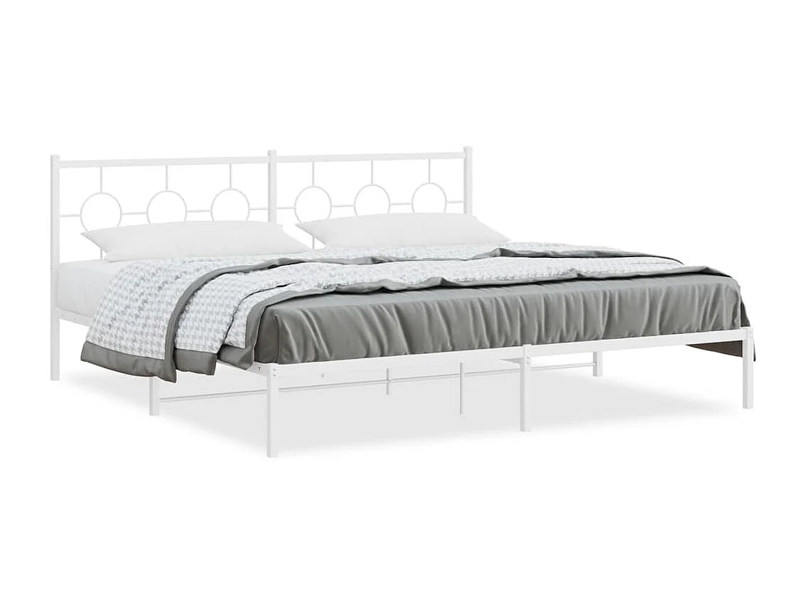 Bedframe met hoofdbord metaal wit 193x203 cm