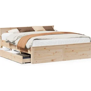 Bedframe zonder matras met hoofdbord grenenhout 180×200 cm Bedframe zonder matras met hoofdbord grenenhout 180×200 cm