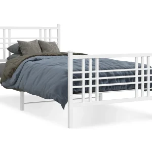 Bedframe met hoofd- en voeteneinde metaal wit 90×200 cm Bedframe met hoofd- en voeteneinde metaal wit 90×200 cm