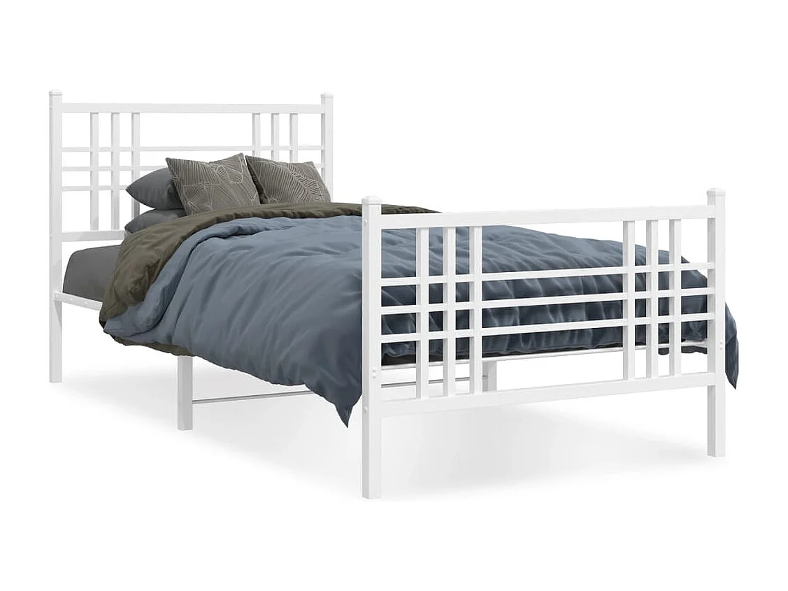 Bedframe met hoofd- en voeteneinde metaal wit 90x200 cm