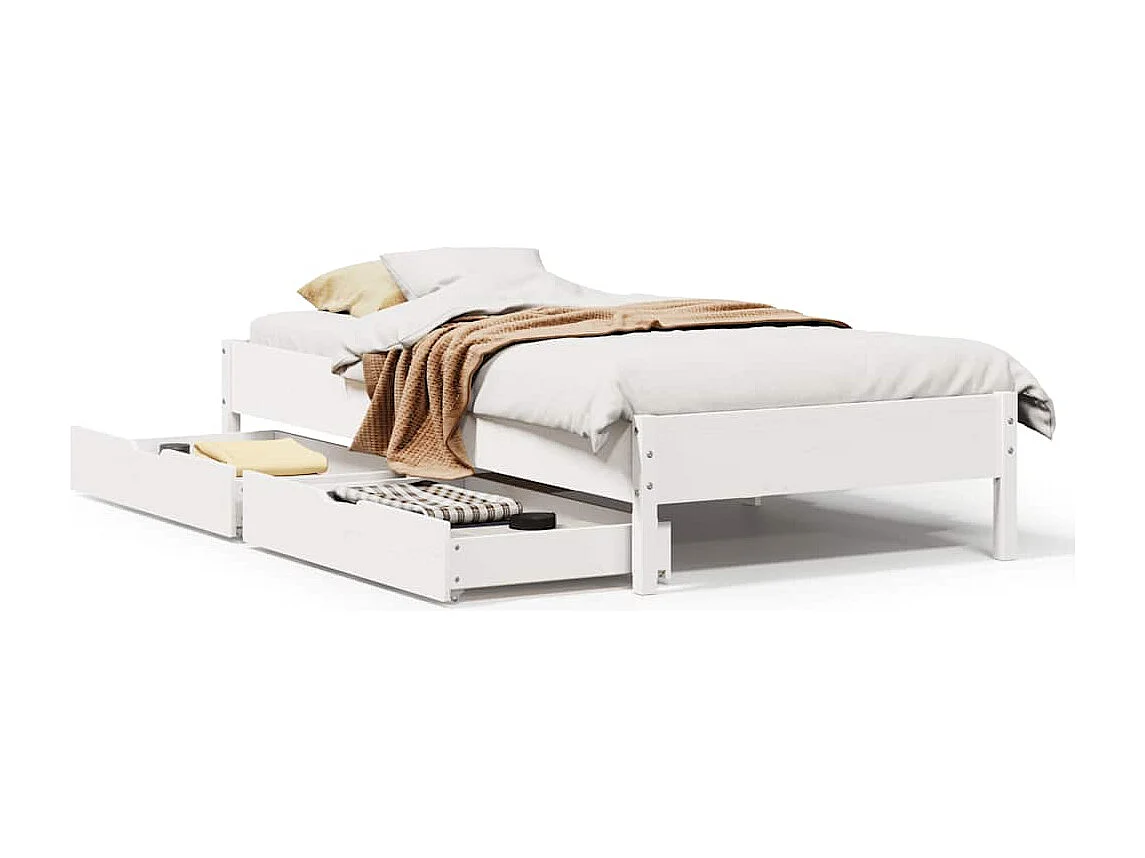 Bedframe zonder matras massief grenenhout wit 90x200 cm