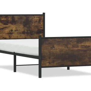 Bedframe zonder matras metaal gerookt eikenkleurig 90×200 cm Bedframe zonder matras metaal gerookt eikenkleurig 90×200 cm
