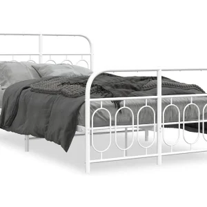 Bedframe met hoofd- en voeteneinde metaal wit 120 x 190 cm Bedframe met hoofd- en voeteneinde metaal wit 120 x 190 cm