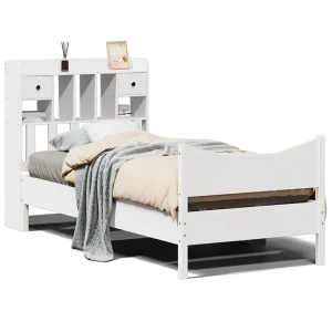 Bedframe zonder matras massief grenenhout wit 75×190 cm Bedframe zonder matras massief grenenhout wit 75×190 cm