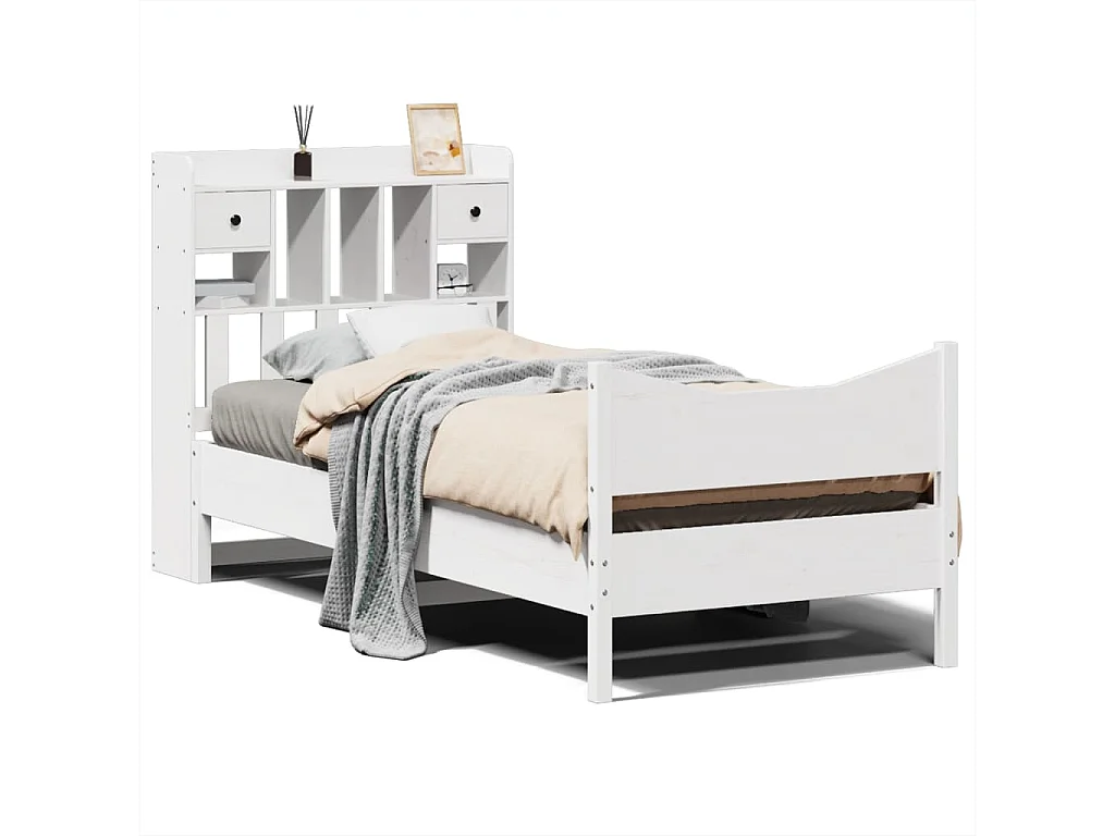 Bedframe zonder matras massief grenenhout wit 75x190 cm