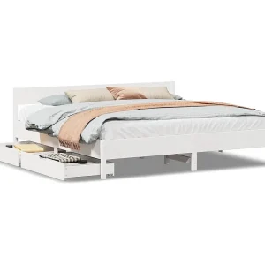 Bedframe zonder matras massief grenenhout wit 180×200 cm Bedframe zonder matras massief grenenhout wit 180×200 cm