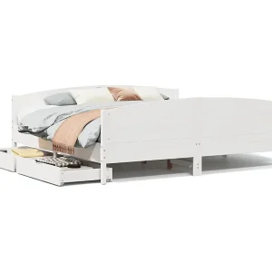 Bedframe zonder matras massief grenenhout wit 160×200 cm Bedframe zonder matras massief grenenhout wit 160×200 cm