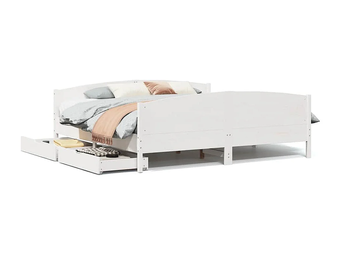 Bedframe zonder matras massief grenenhout wit 160x200 cm